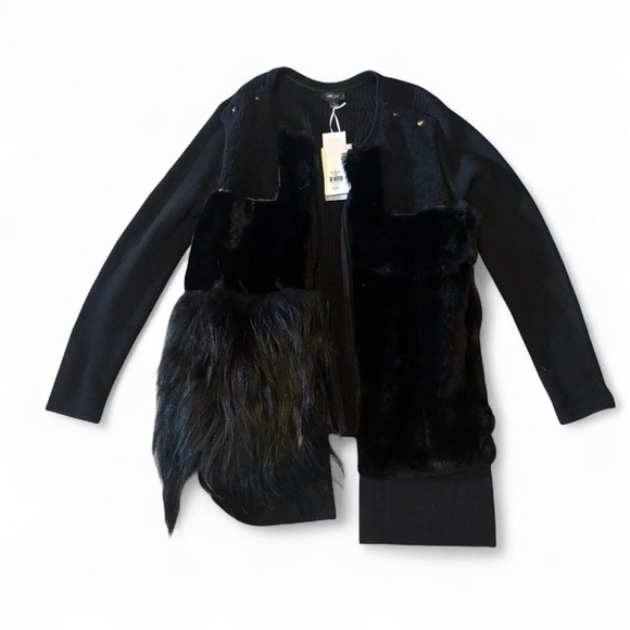 Per Se Jackets & Blazers - Per Se Black Teddy Jacket with Fur Accents